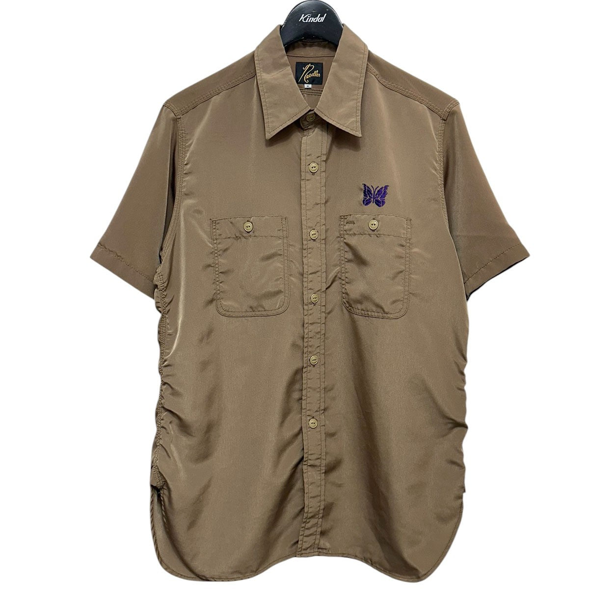 S／S Work Shirt - Poly Clothパピヨン刺繍半袖ワークシャツシャツKP180