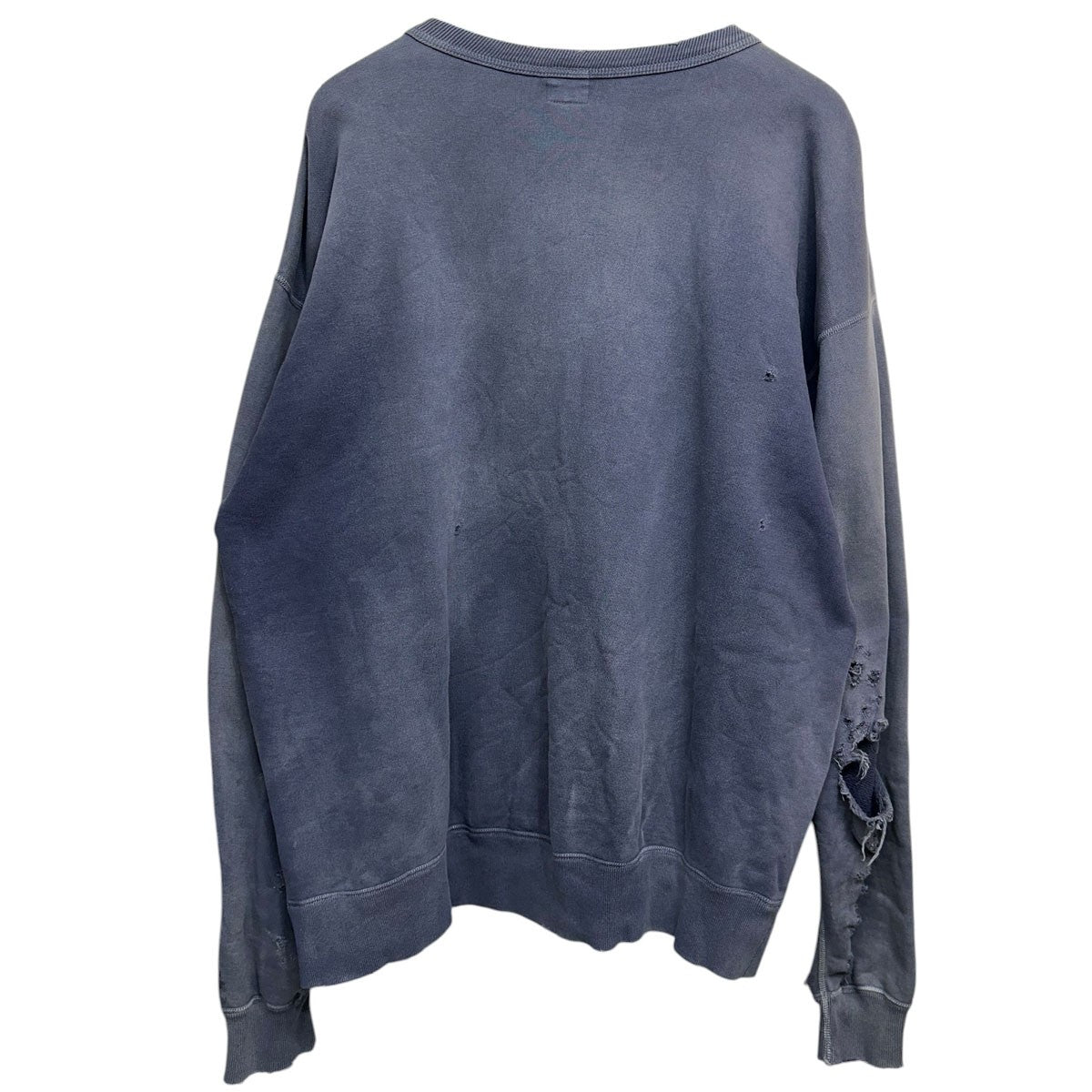SKULL USED CREW NECK SWEATクラッシュ加工プリントクルーネックスウェットシャツSM-A21-0000-027