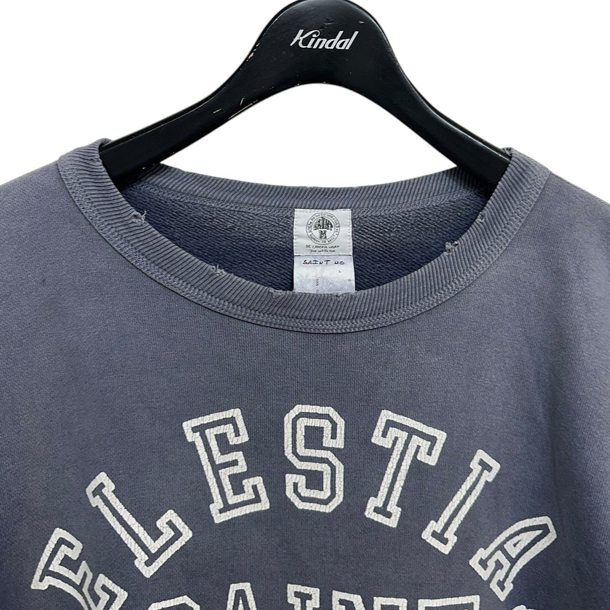 SKULL USED CREW NECK SWEATクラッシュ加工プリントクルーネックスウェットシャツSM-A21-0000-027