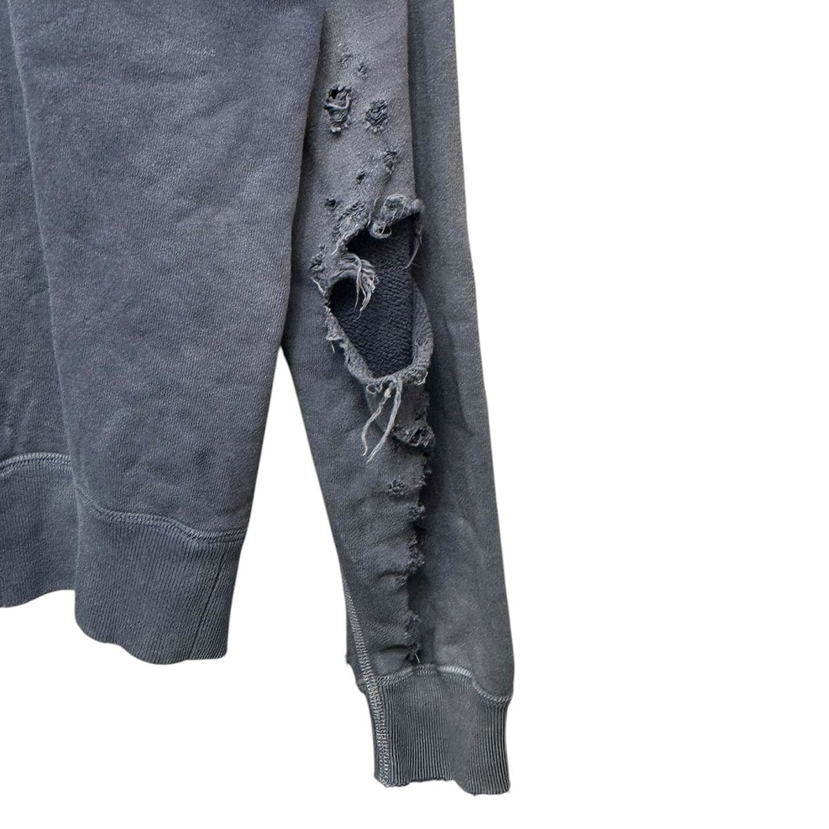 SKULL USED CREW NECK SWEATクラッシュ加工プリントクルーネックスウェットシャツSM-A21-0000-027
