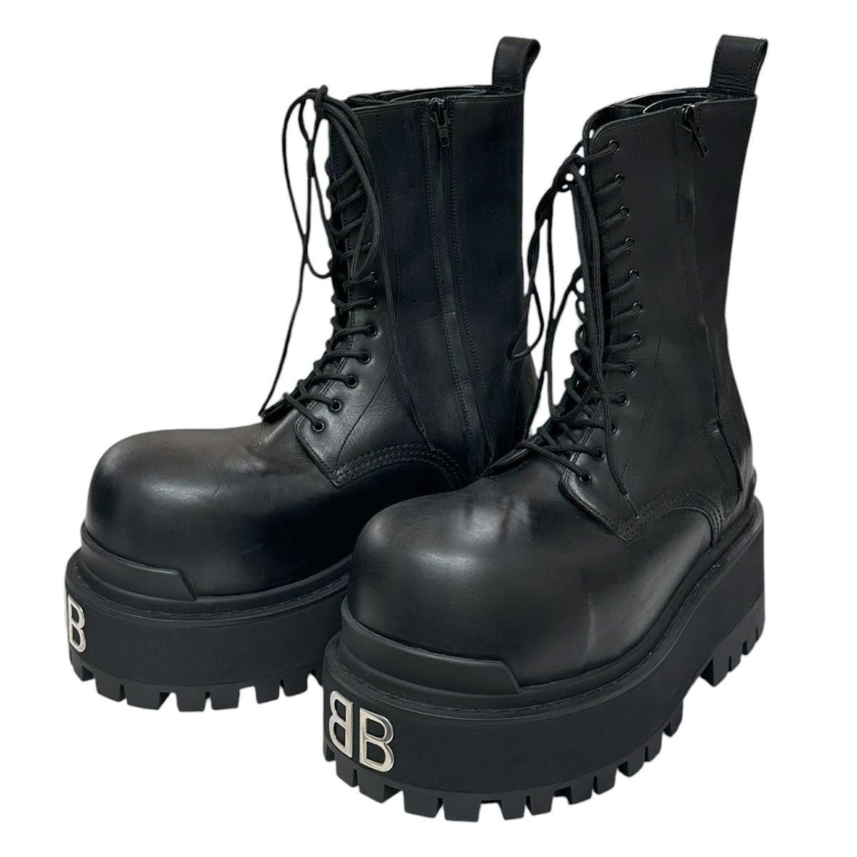 GIANT BOOTSBBロゴダブルサイドジップレザーボリュームソールブーツ813689