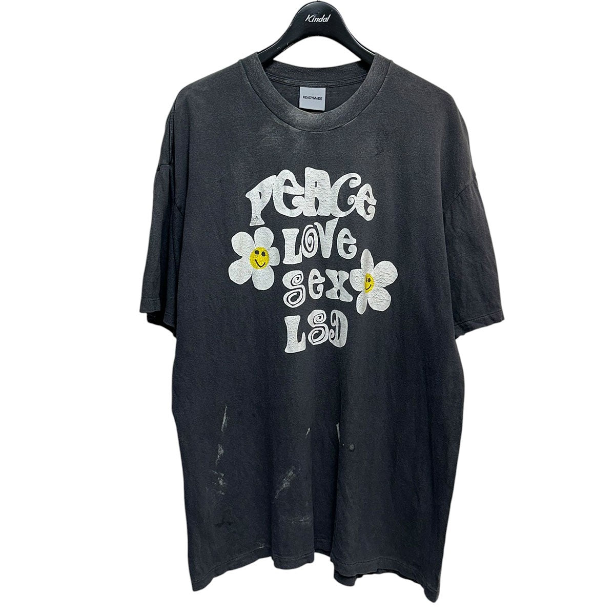 READYMADE SS T-SHIRT PEACEヴィンテージ加工プリントTシャツRE-CO-BK-00-00-280 古着・中古-1枚目のアイテム画像