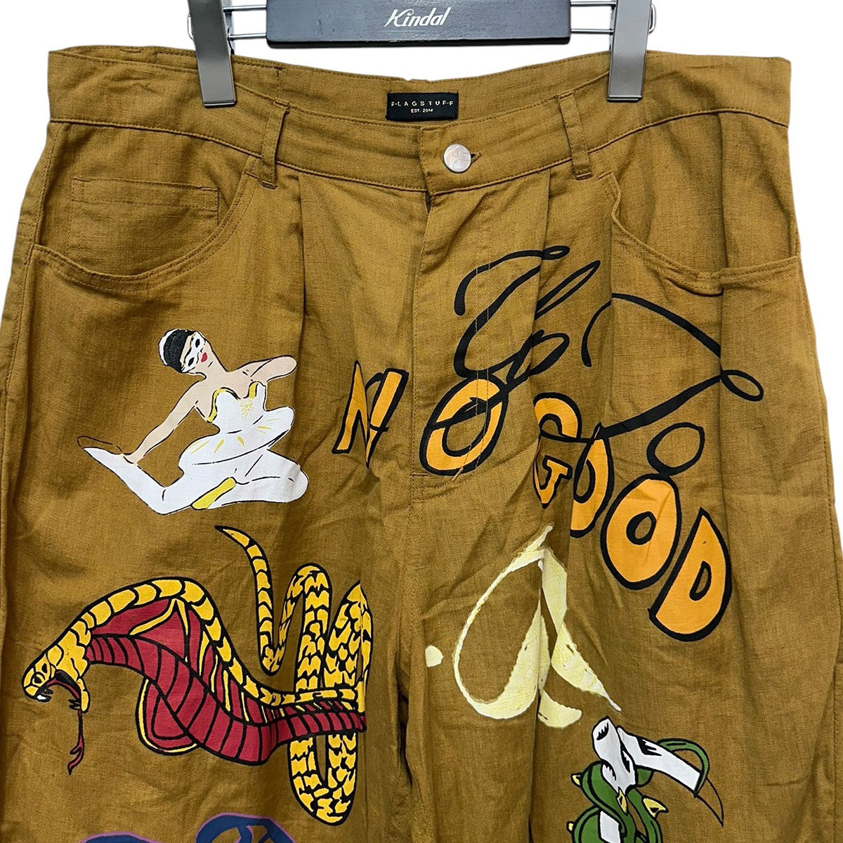 26SSSOUVENIR PANTS手書き風プリントコットンリネンテーパードパンツFS1664