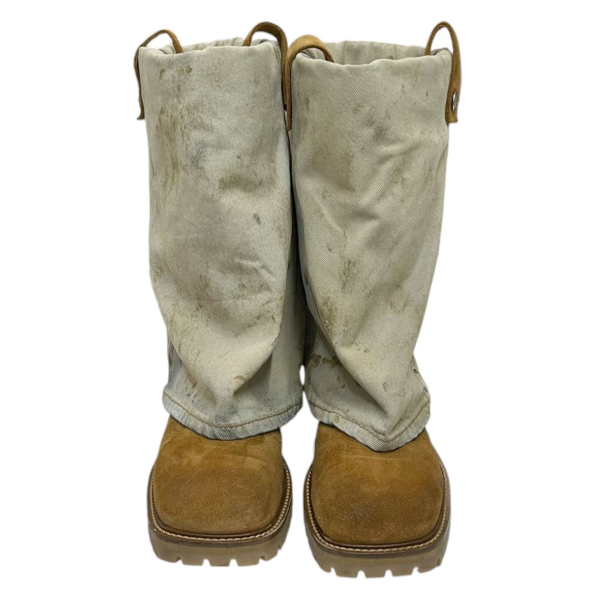 Folded denim bootデニムパーツ付きスウェードロングブーツBD0361