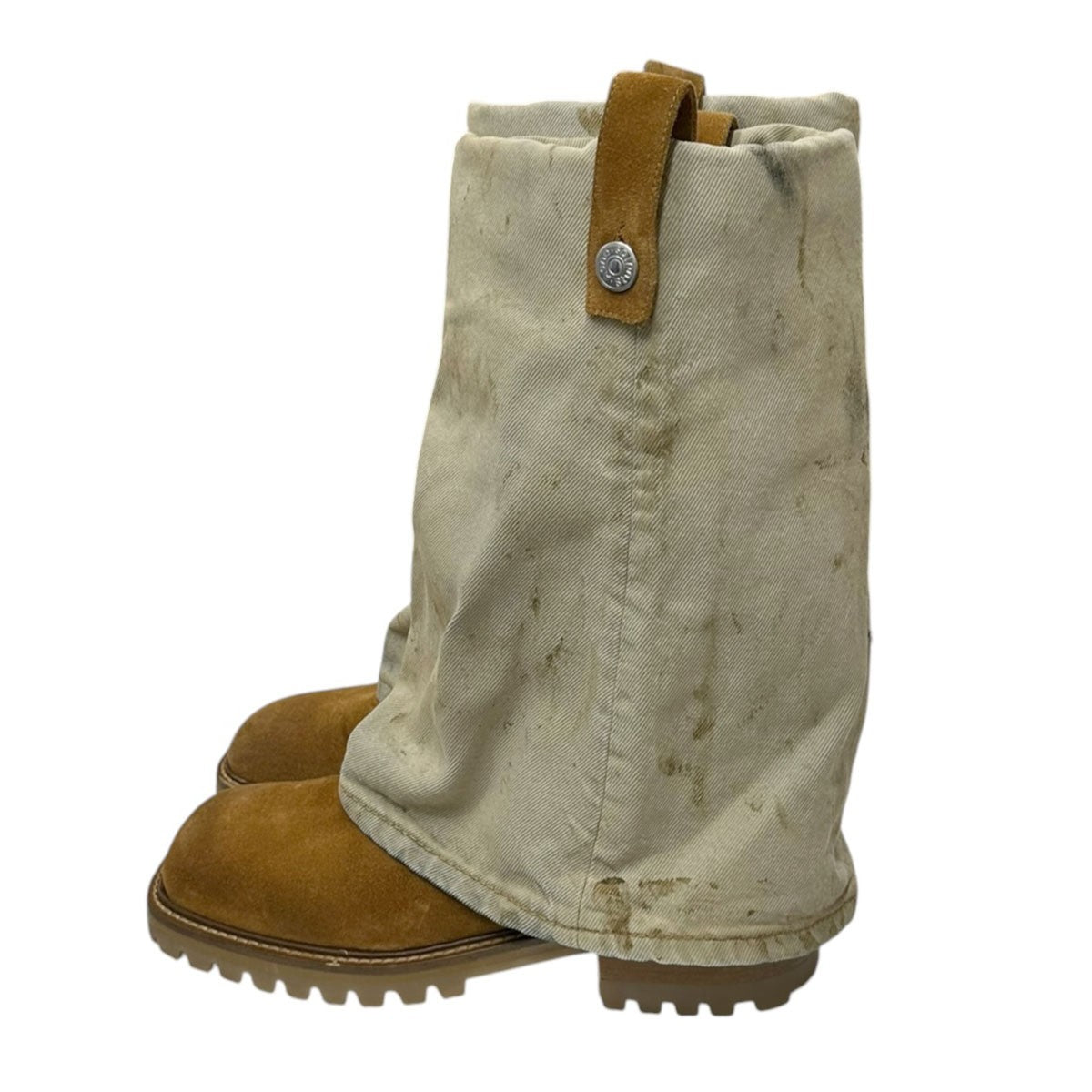 Folded denim bootデニムパーツ付きスウェードロングブーツBD0361