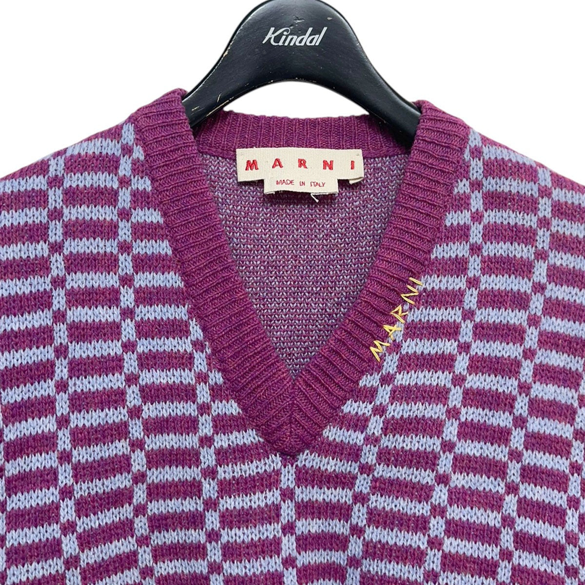 ジャガードチェック ロゴ刺繍ニットベストCVMG0078Q0