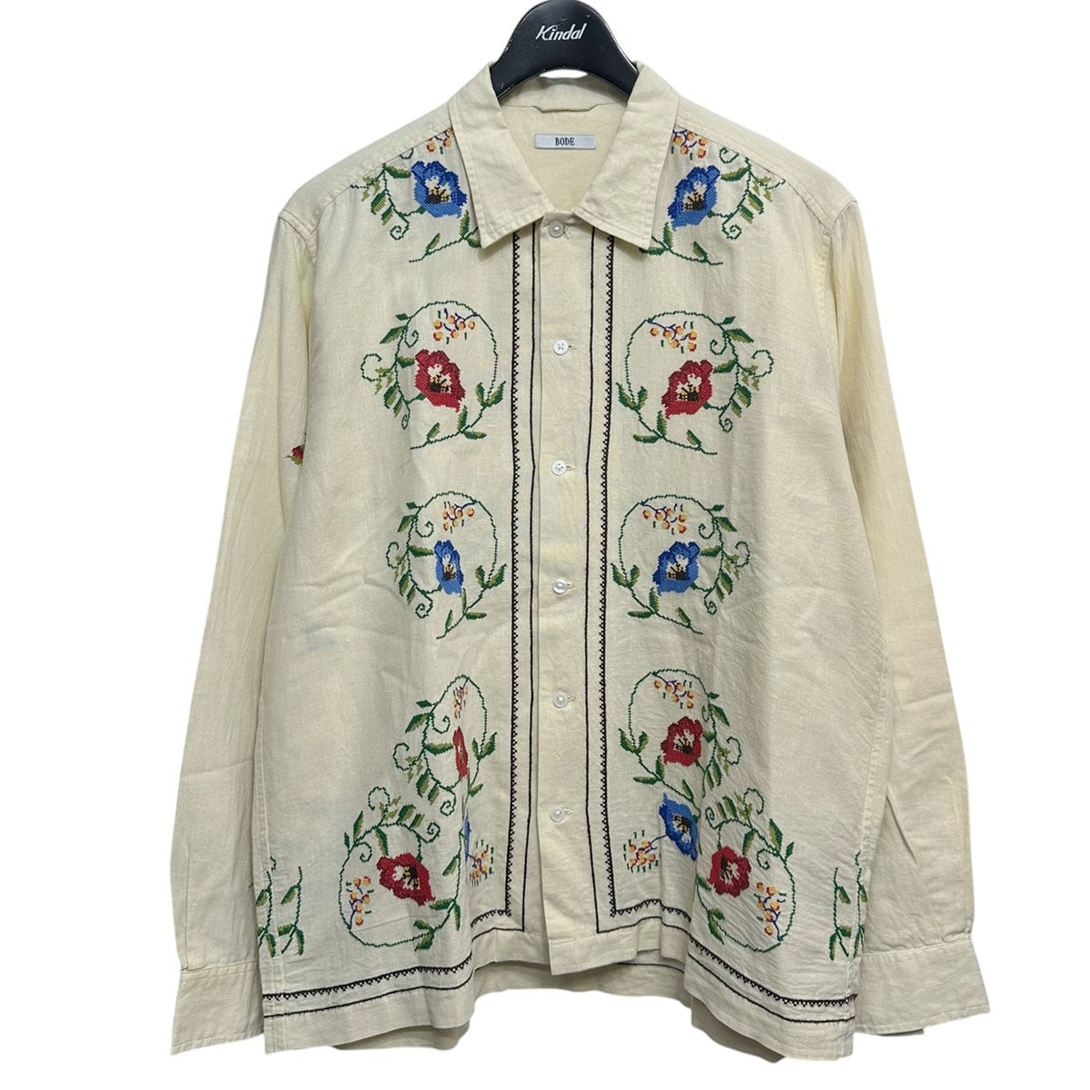 BODE Morning Glory Embrouidered Shirtリネンコットンフラワーモチーフ刺繍シャツ 古着・中古-1枚目のアイテム画像