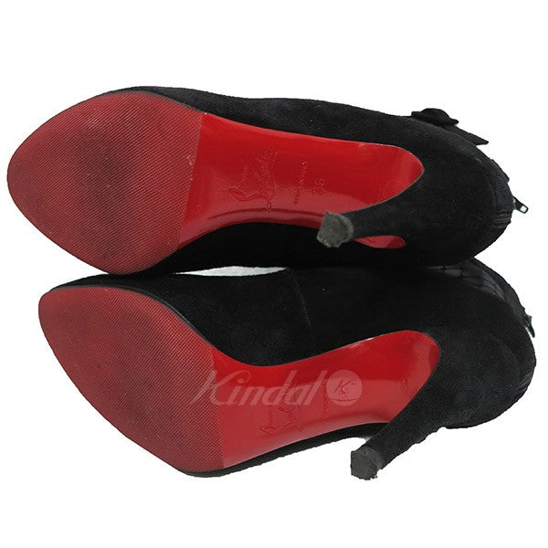 ウ*ン様 クリスチャンルブタン ショートブーツ 34.5 ブラック CHRISTIAN LOUBOUTIN(クリスチャンルブタン) メッシュショートブーツ