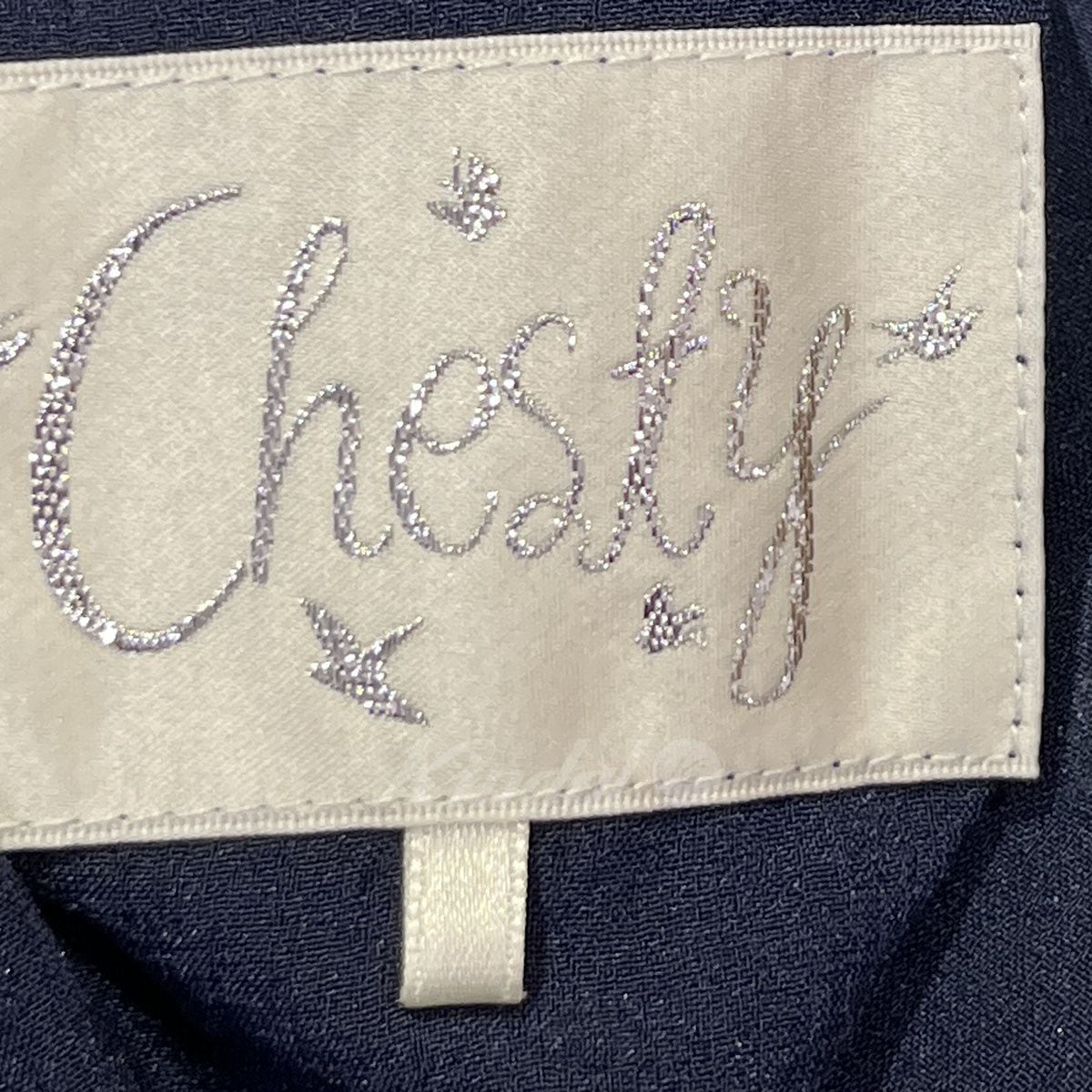 チェスティー Chesty フラワージャガードブラウス ネイビー サイズ：0 Chesty(チェスティー) フラワージャガードブラウス ネイビー
