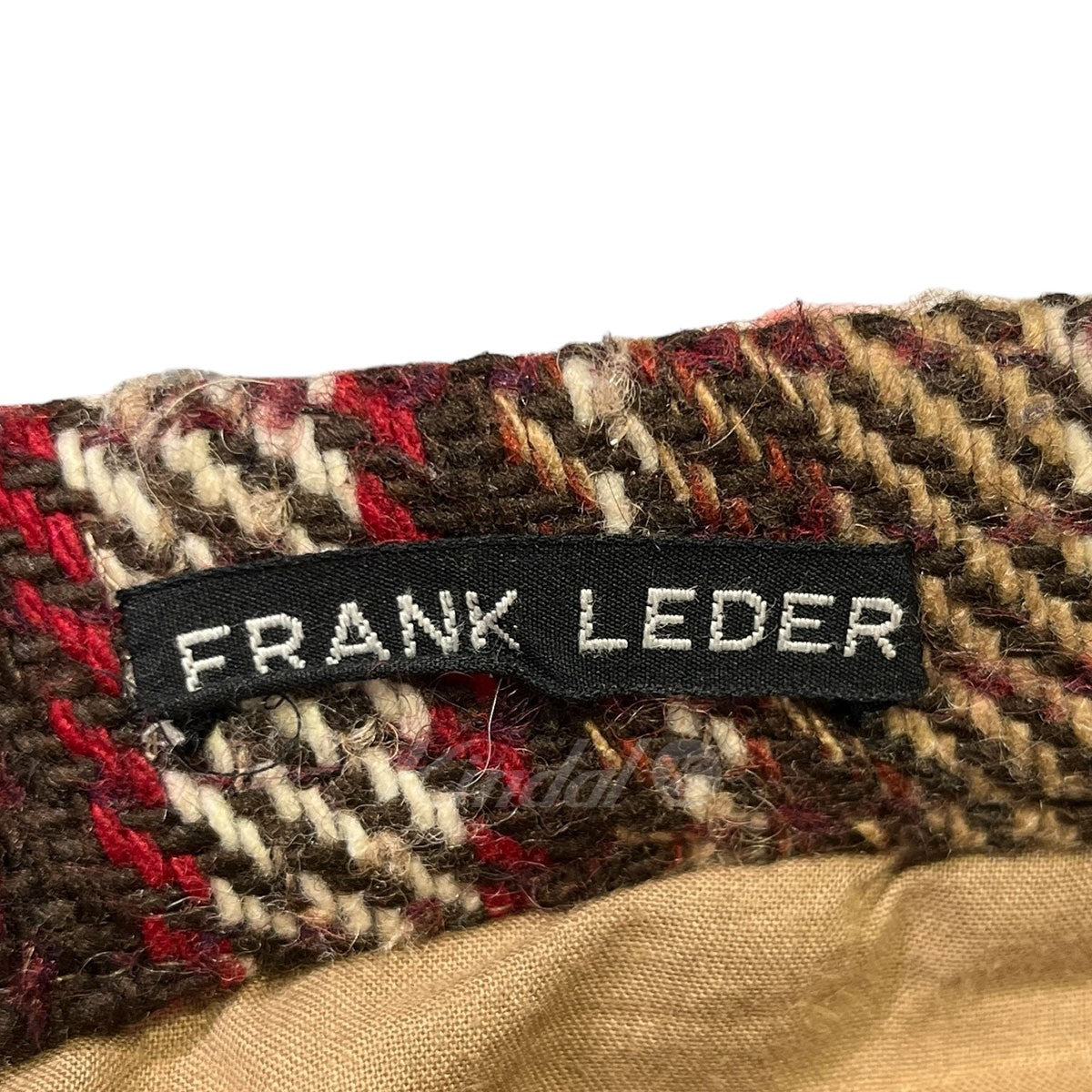 未使用　FRANK LEDER ウールショール グレー 赤ストライプ 未使用 FRANK LEDER ウールショール グレー 赤ストライプ 未使用