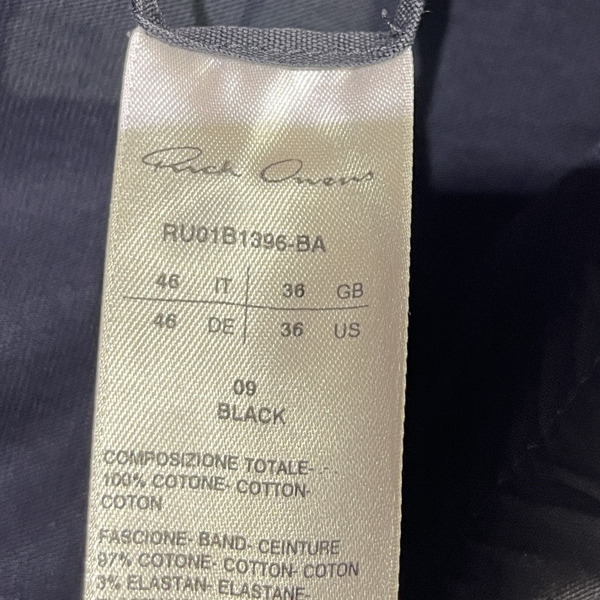 RICK OWENS(リックオウエンス) MASTODON CARGO PANTRU01B1396-BA RICK OWENS(リックオウエンス) MASTODON CARGO PANTRU01B1396-BA
