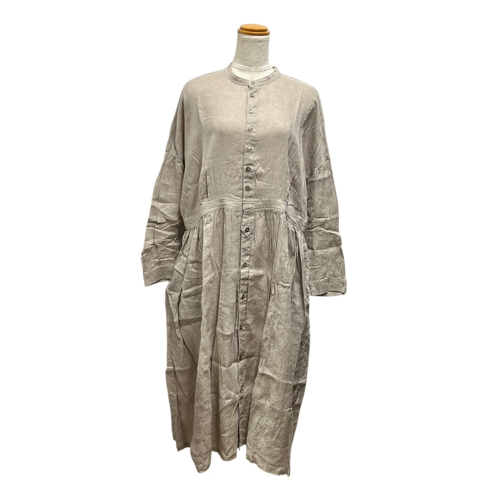 nest Robe(ネストローブ) バンドカラーブラックリネンワンピース01181  