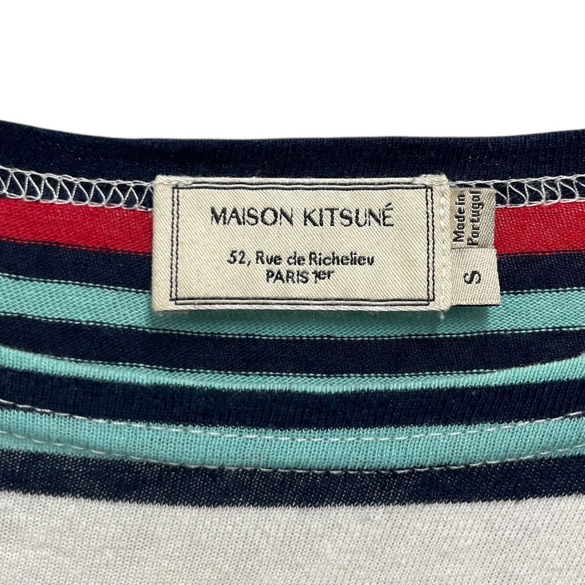 MAISON KITSUNE ワッペンボーダーTシャツKMM-0706-A 古着・中古-4枚目のアイテム画像
