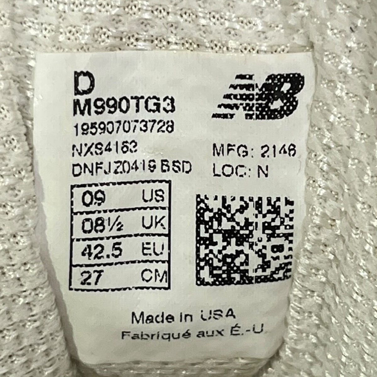 NEW BALANCE USA製990スニーカーM990TG3 古着・中古-7枚目のアイテム画像