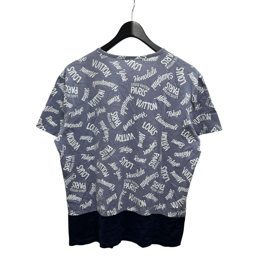 LOUIS VUITTON(ルイヴィトン) VネックロゴプリントTシャツ ブルー 