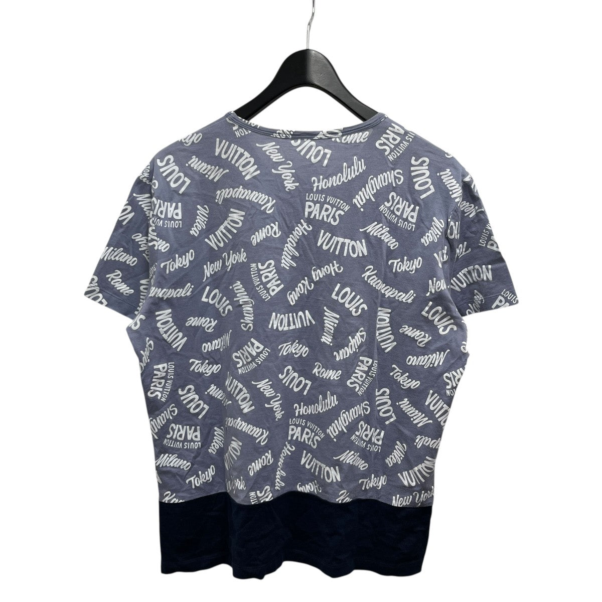LOUIS VUITTON(ルイヴィトン) VネックロゴプリントTシャツ ブルー  