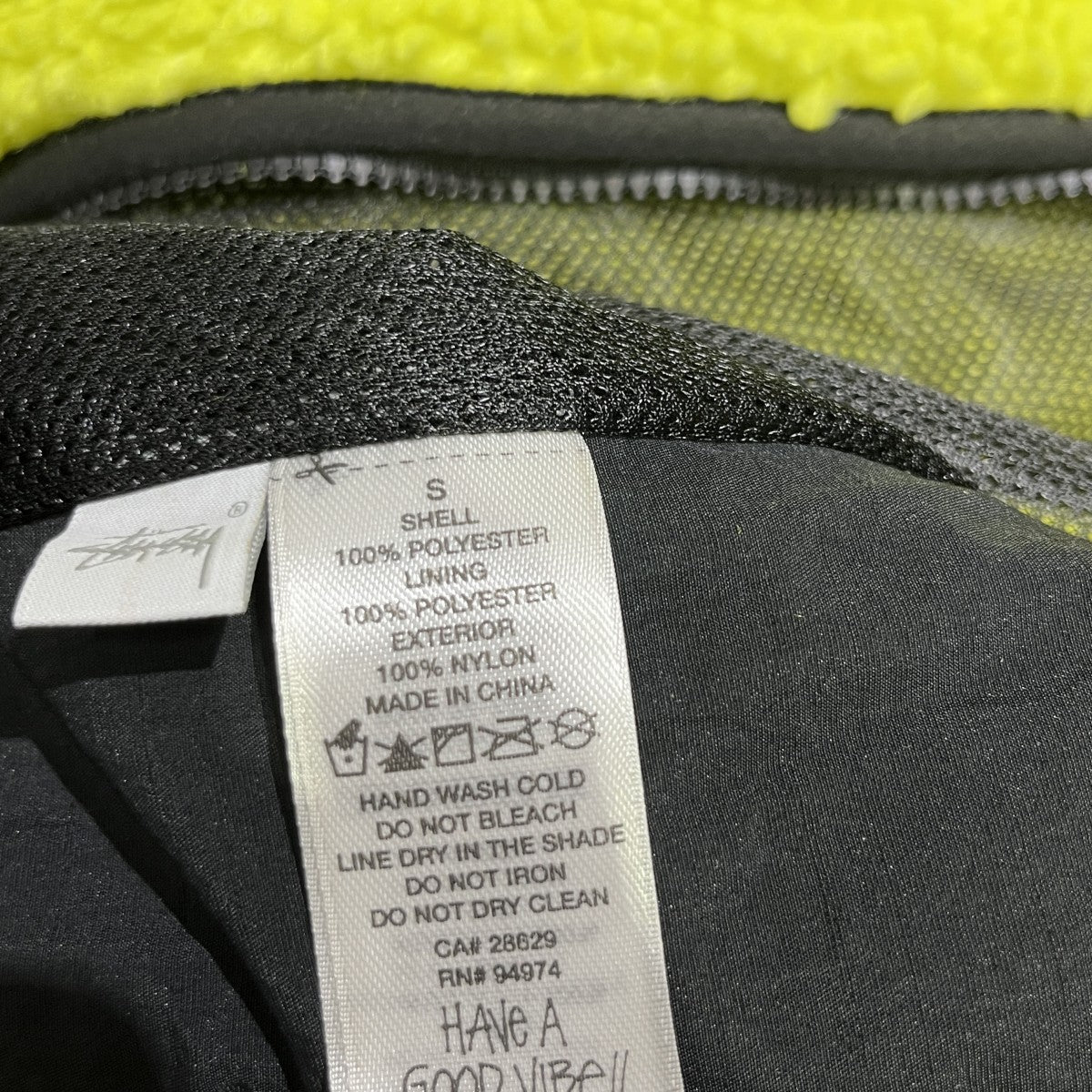 stussy Sherpa Paneled Hooded Jacket Limeフリースジャケット 古着・中古-6枚目のアイテム画像