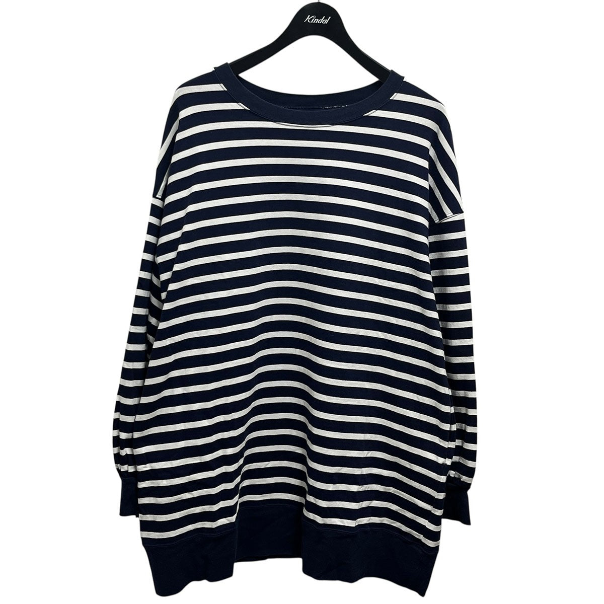ネストローブ nest Robe コットンデラヴェボーダーオーバーサイズカットソー 01221-1158 ネイビー×ホワイト サイズ：F nest Robe(ネストローブ) コットンデラヴェボーダーオーバー