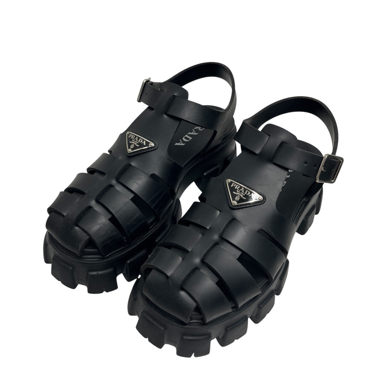 PRADA(プラダ) モノリス ラバーサンダル ブラック サイズ 7