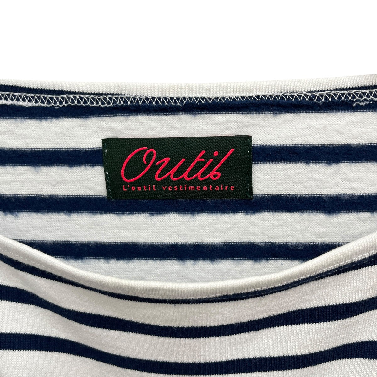 OUTIL(ウティ) ボーダーバスクシャツ ネイビー×ホワイト サイズ 1