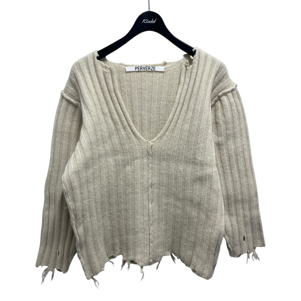 PERVERZE カットオフキーネックニット0118030505 古着・中古-1枚目のアイテム画像