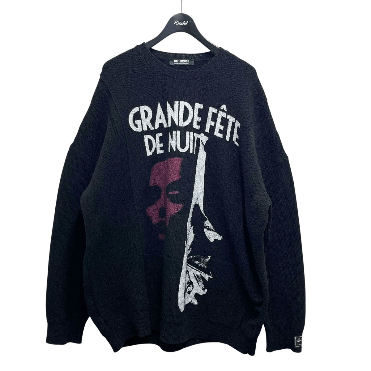 22AW LOOSE FIT BRAID RELLEF ROUNDNECK PRINTED SWAETER
