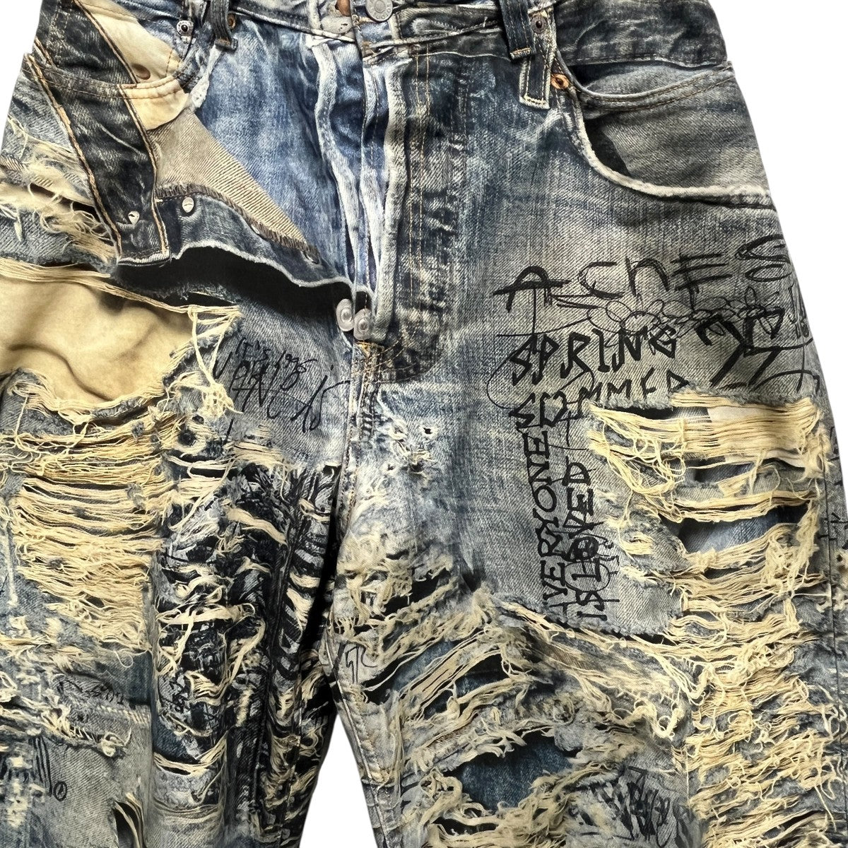 SUPER BAGGY FIT JEANS 転写プリント総柄ルーズフィットパンツFN-MN-TROU001097