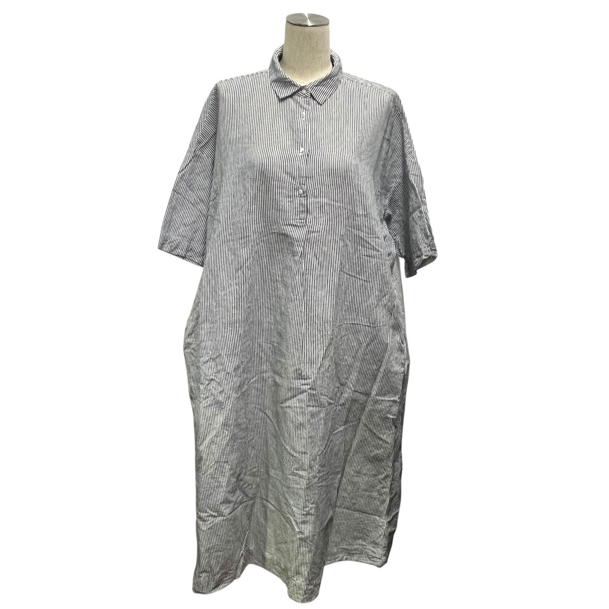 nest Robe シアサッカーストライプワンピース01192-1162 古着・中古-1枚目のアイテム画像