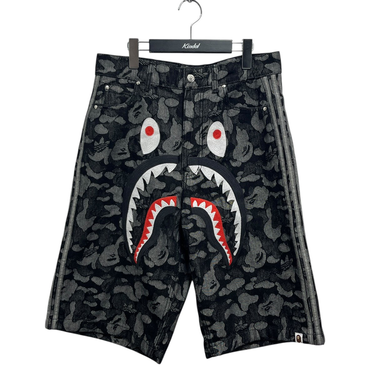 adidas originals×A BATHING APE SHARK DENIM JORTS BAPE ハーフパンツKF4917 古着・中古-1枚目のアイテム画像