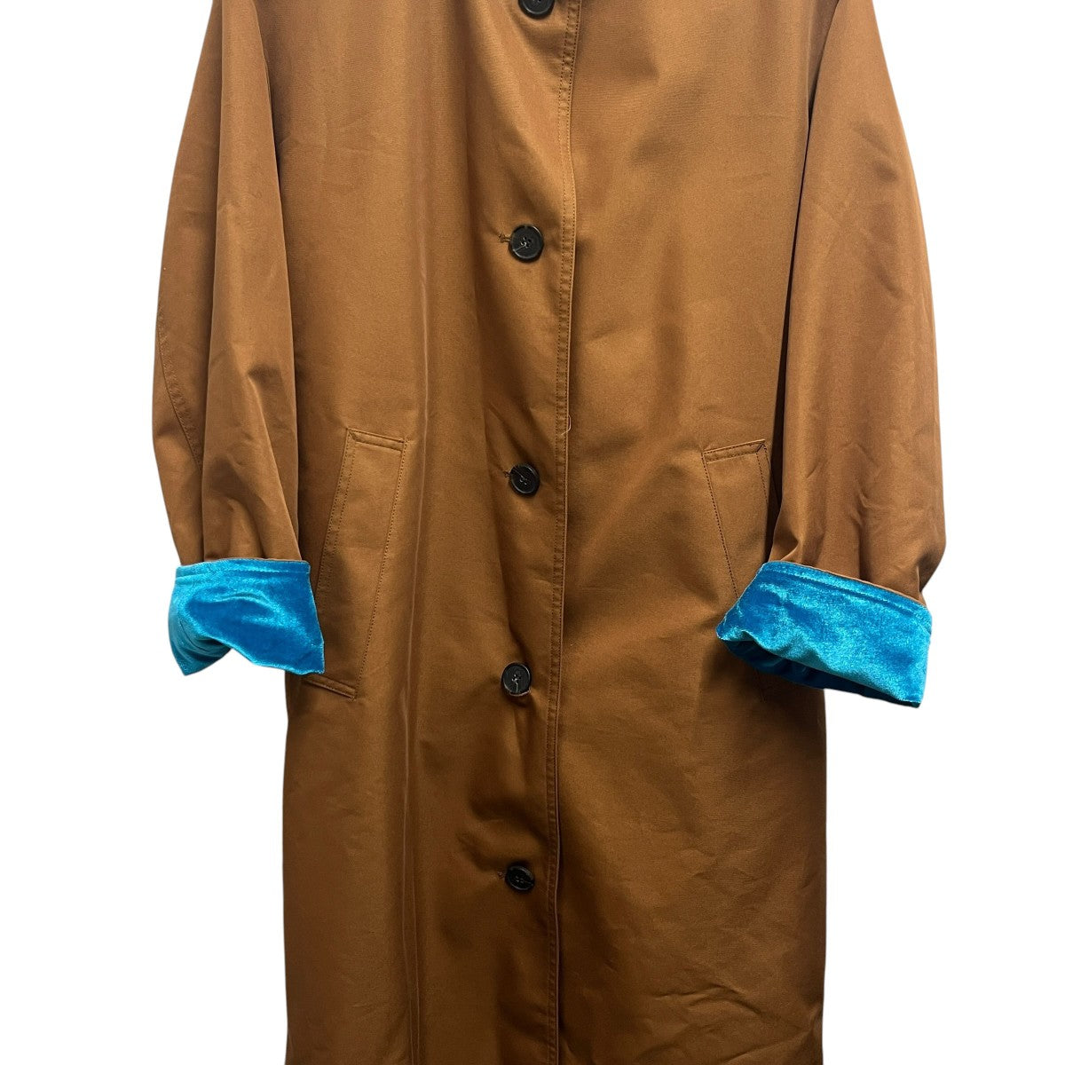 THOMAS MAGPIE back line coat BROWN×TURQUOISE2213205