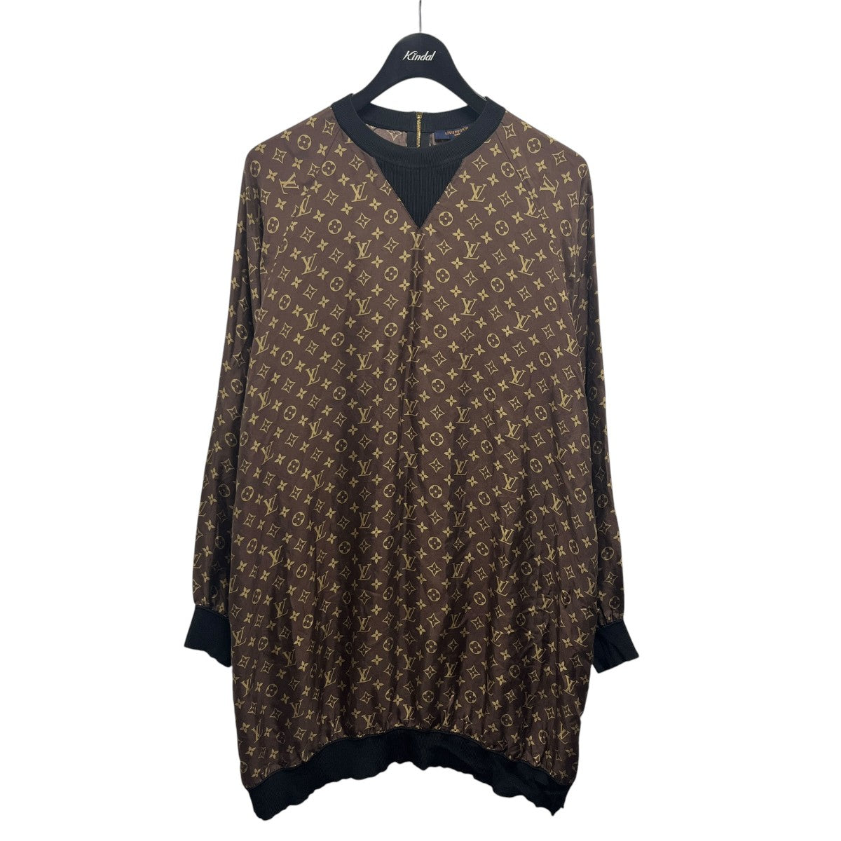 LOUIS VUITTON モノグラム総柄シルクハーフジップカットソーワンピースRW212W ZEW FLDR55 古着・中古-1枚目のアイテム画像