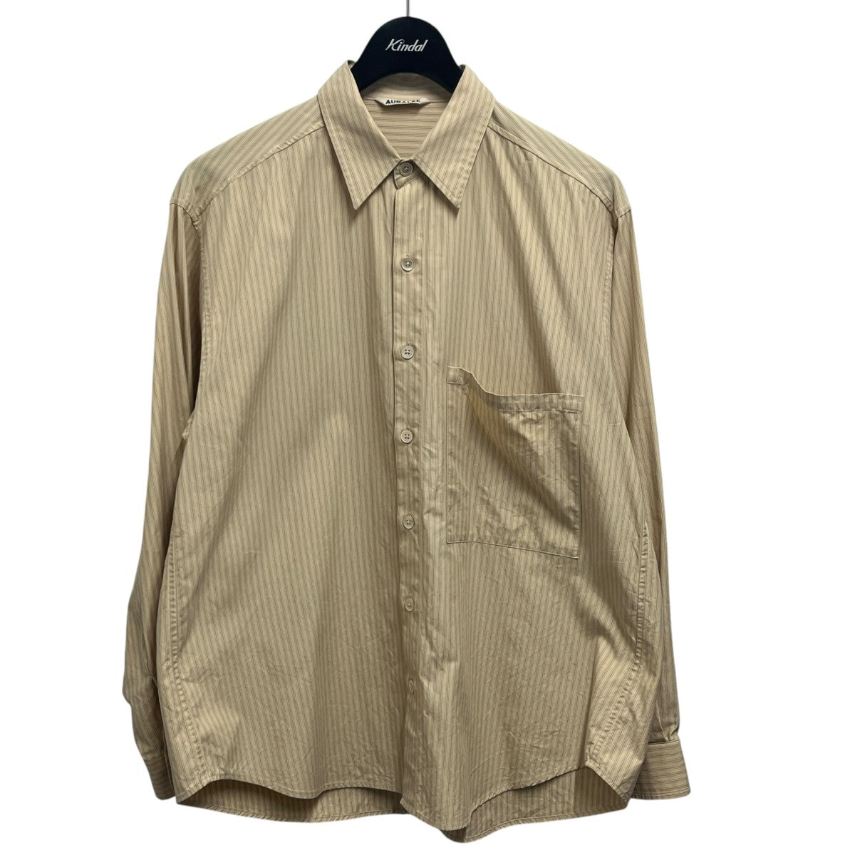 AURALEE WASHED FINX TWILL BIG SHIRTS ストライプシャツA8SS06TN 古着・中古-1枚目のアイテム画像