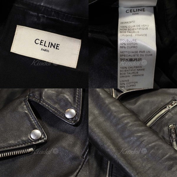 CELINE(セリーヌ) 19SS クラシックバイカー カーフスキン ダブル ...