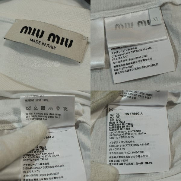 miu miu(ミュウミュウ) 刺繍 ジャージーTシャツ ロゴ クルーネック 