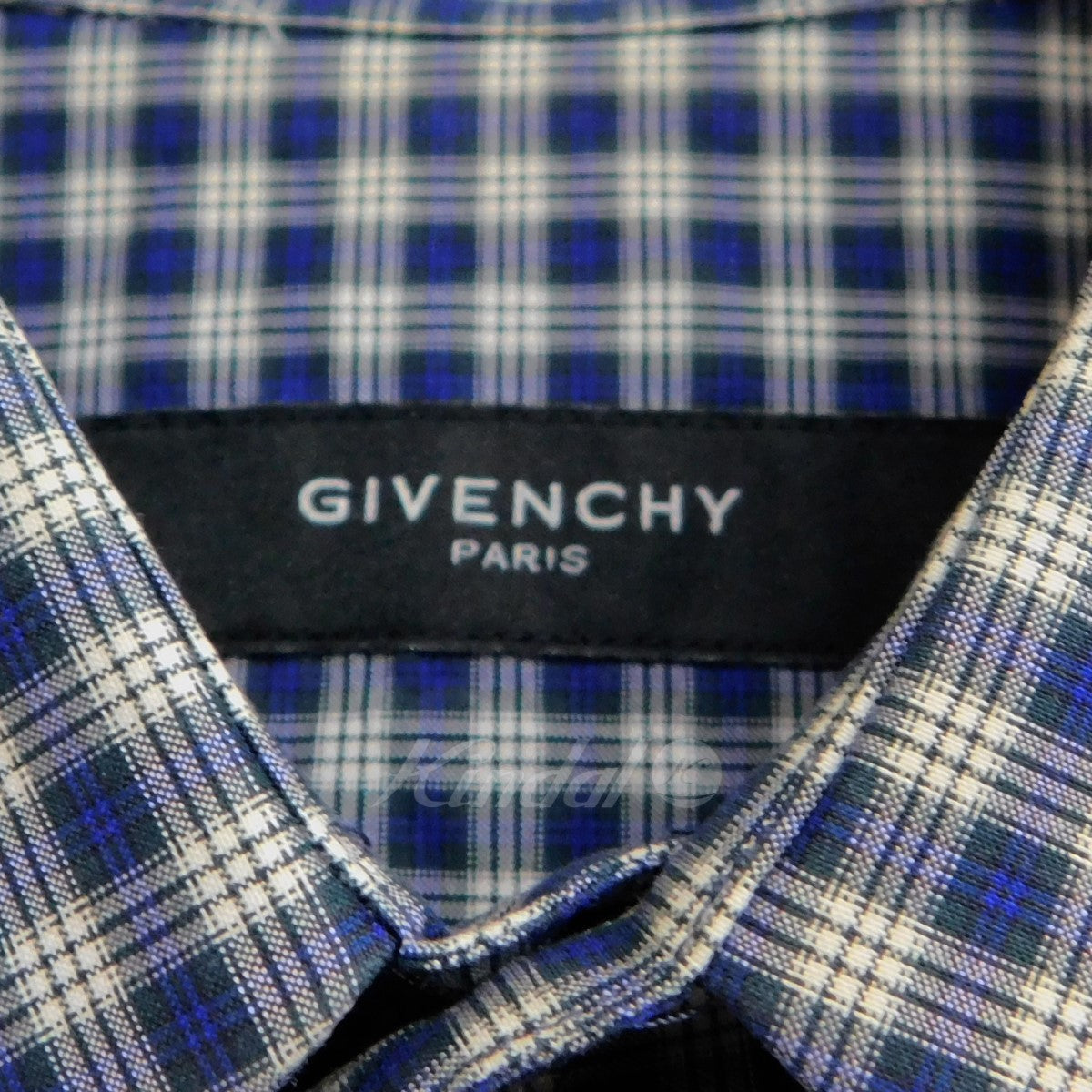 GIVENCHY(ジバンシィ) チェック柄スモールカラーシャツ ネイビー ...