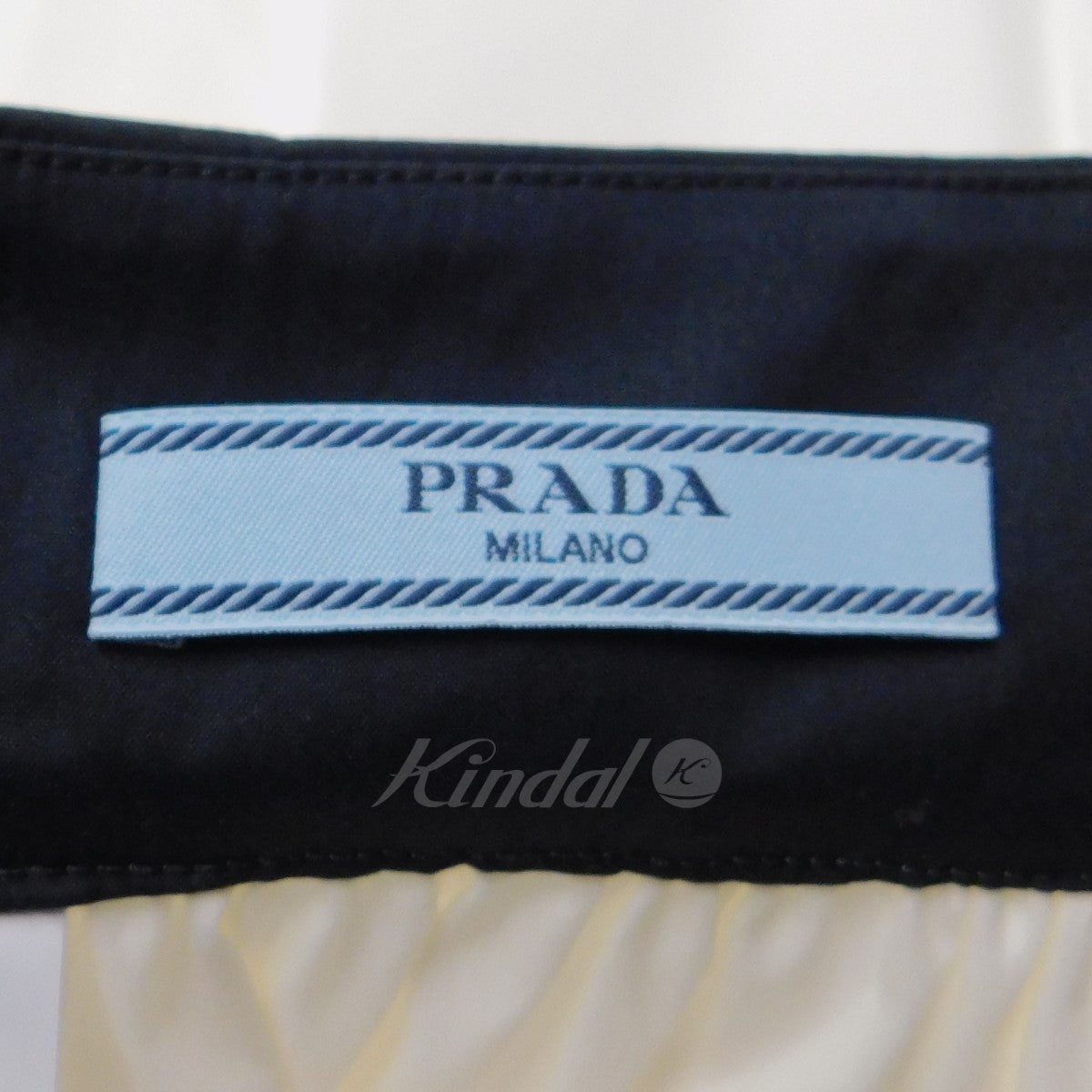 PRADA(プラダ) 切替ギャザープリーツスカート ホワイト×ブラック