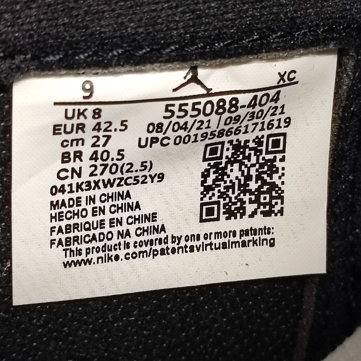 NIKE AIR JORDAN1 RETRO HIGH OG Dark Marina Blue ハイカットスニーカー 555088-404 古着・中古-8枚目のアイテム画像