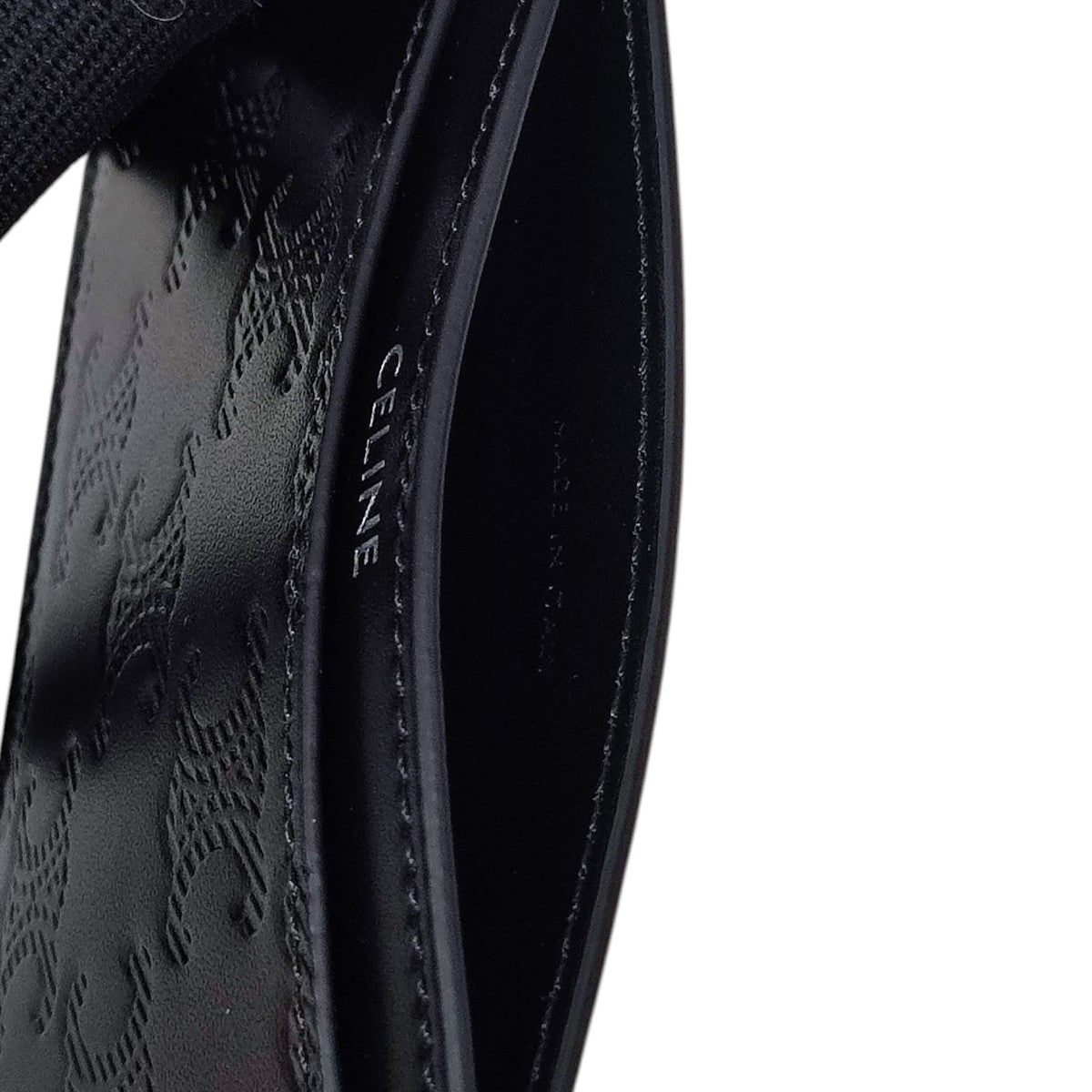 極美品 セリーヌ トリオンフ　フック付き ケース　総柄　ブラック レザー CELINE セリーヌ トリオンフ フック付きコイン＆カードポーチ