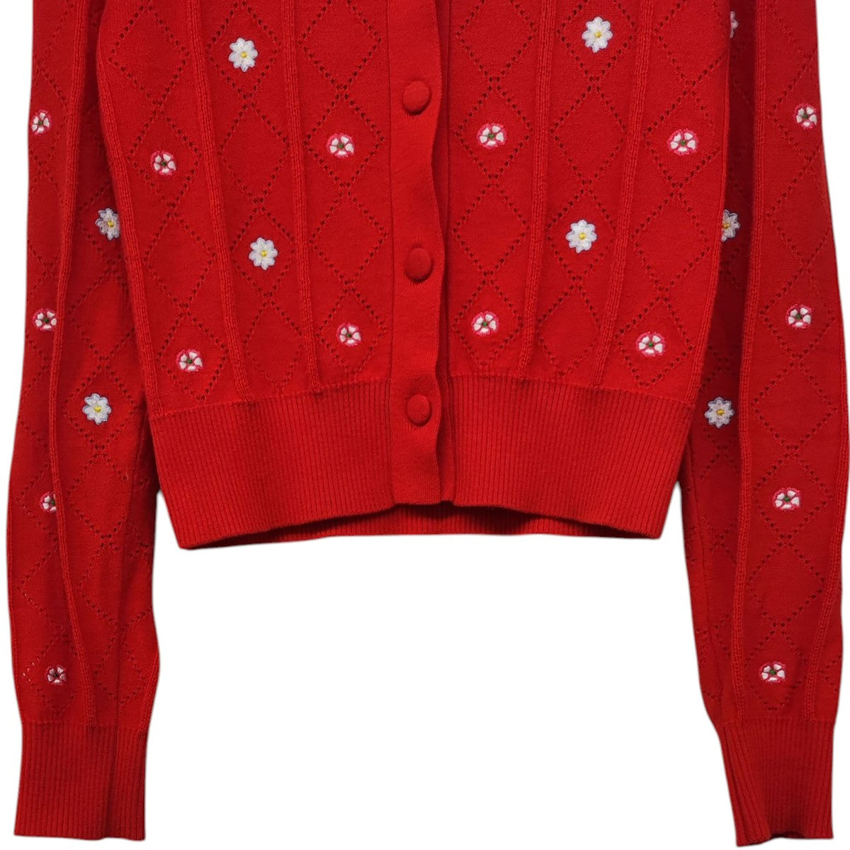 メゾンキツネ MAISON KITSUNE Olympia Le-Tan OLY EMBROIDERED SMALL カーディガン レッド サイズ：S MAISON KITSUNE(メゾンキツネ) Olympia Le-Tan OLY EMBROIDERED