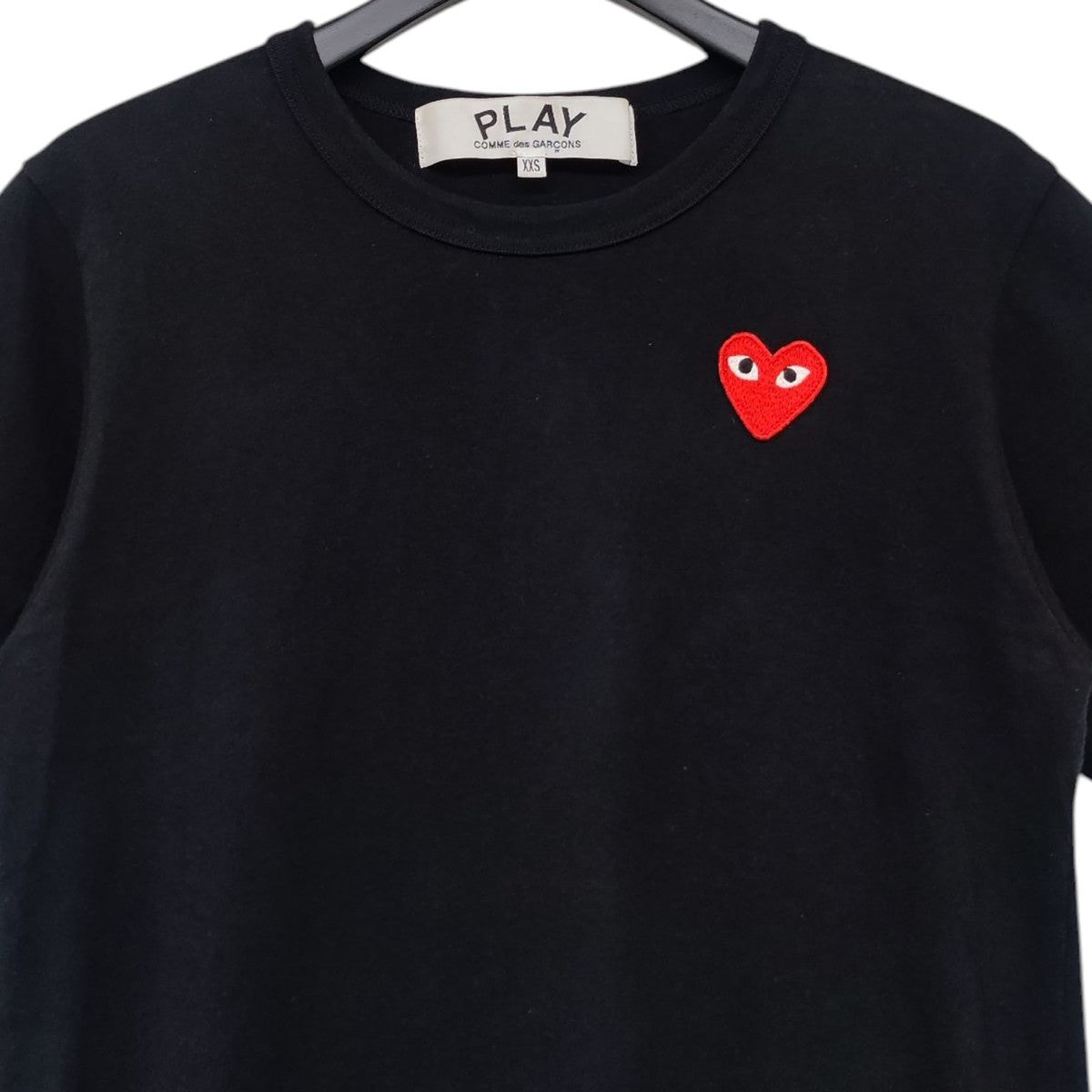 PLAY ブラック 半袖Tシャツ ハート刺繍 プレイコムデギャルソン Tシャツ 半袖 ハート刺繍 ブラック