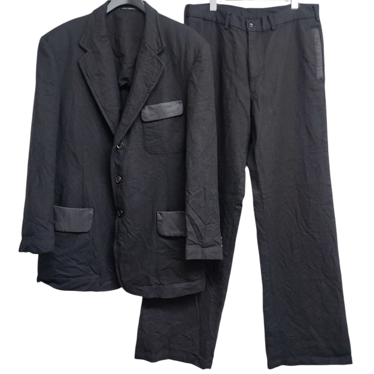 LA2113 ワイズ  フォーメン セットアップスーツ 濃紺ダークネイビー 4 ワイズフォーメン25年秋冬、墨染めリネンウールやストライプ柄