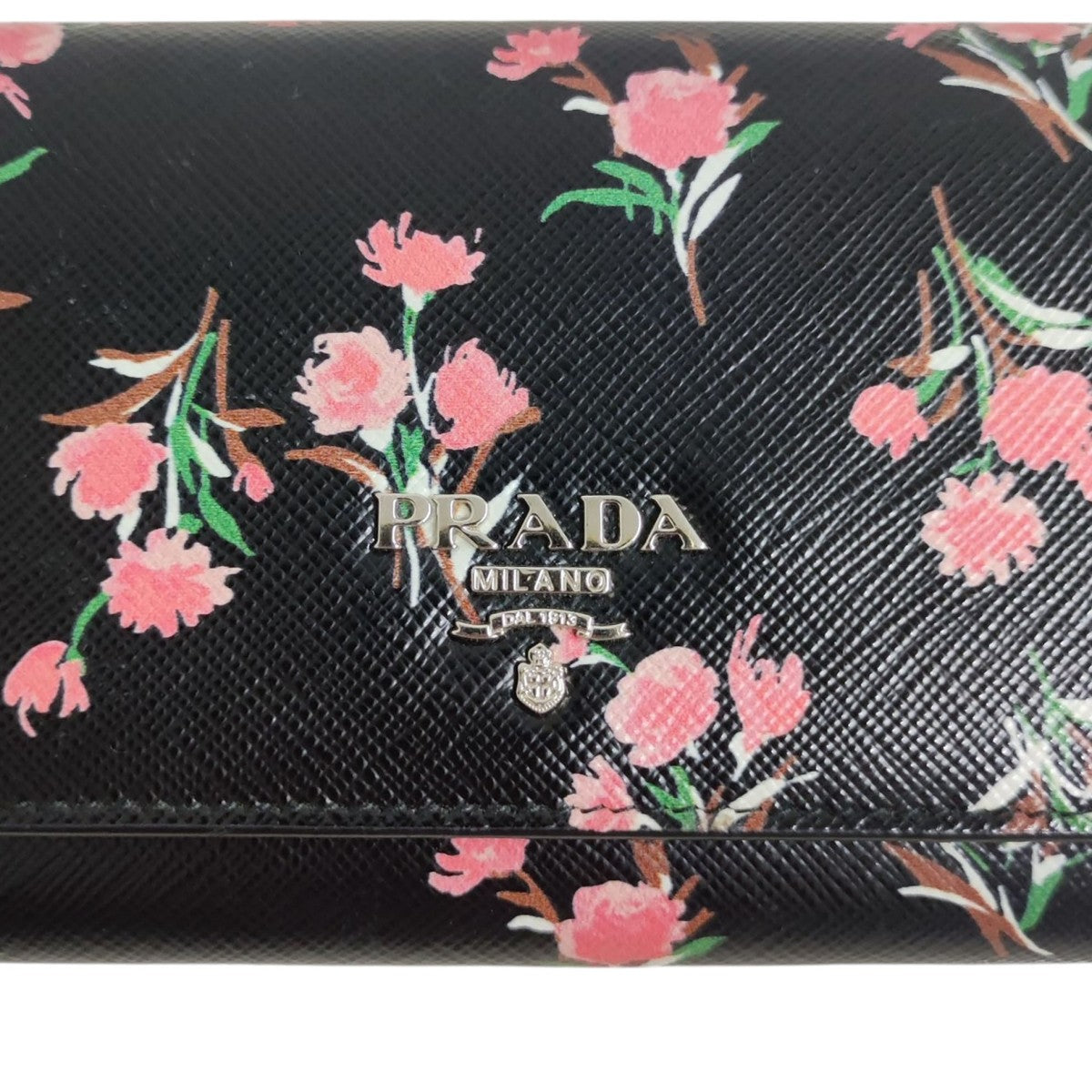 PRADA(プラダ) サフィアーノ花柄 長財布 85N ブラック｜【公式