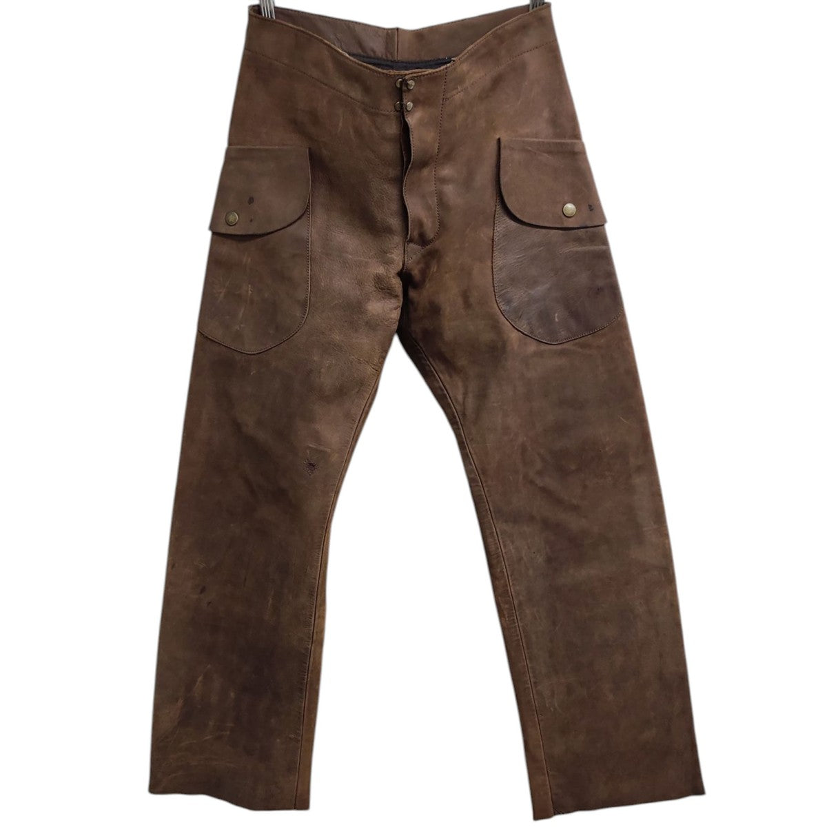 Maison Margiela 10 初期 レザーマックイーンパンツ 裏地付 MADE IN FRANCE 古着・中古-1枚目のアイテム画像