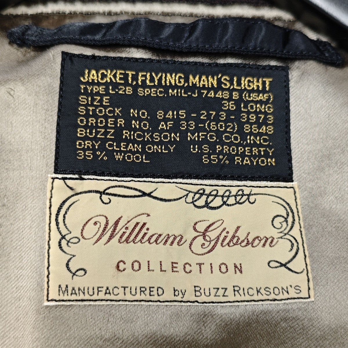Buzz Rickson’s ウィリアムギブソン L-2B裏地ロゴ ブルゾン BR11457 古着・中古-4枚目のアイテム画像