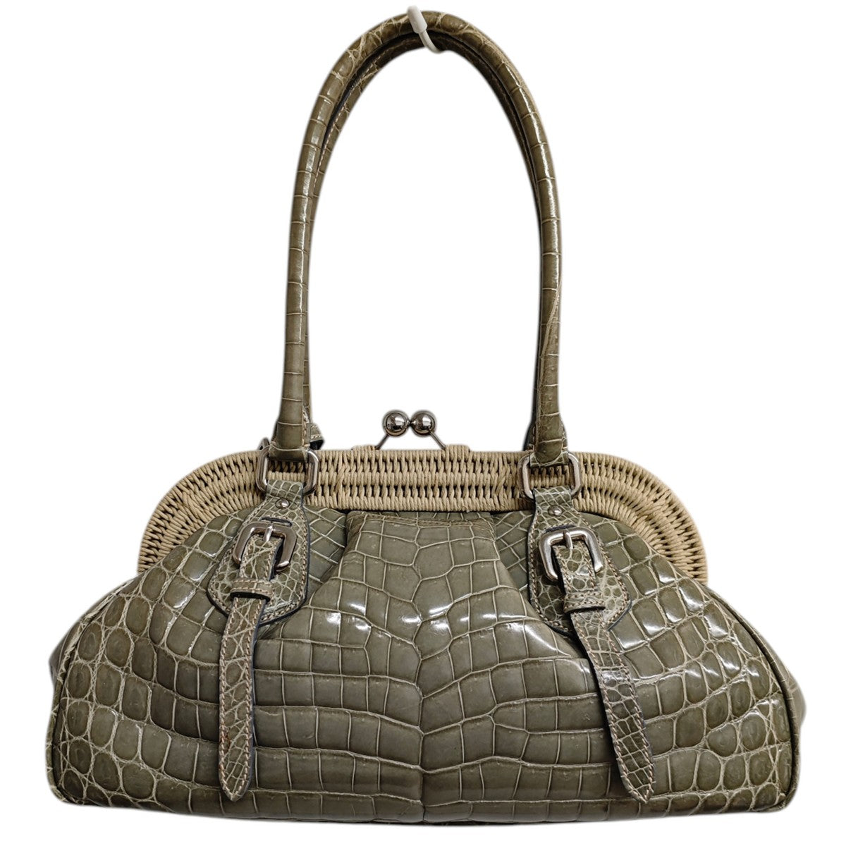 PRADA クロコダイル がま口ハンドバッグ BR3516 古着・中古-2枚目のアイテム画像