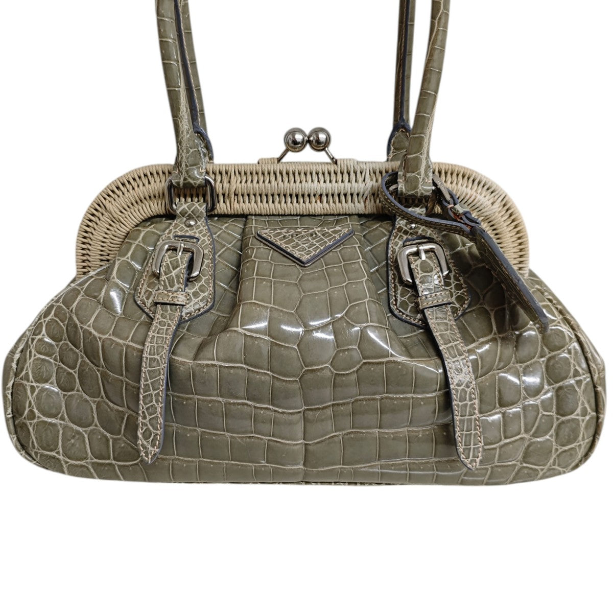 PRADA クロコダイル がま口ハンドバッグ BR3516 古着・中古-3枚目のアイテム画像