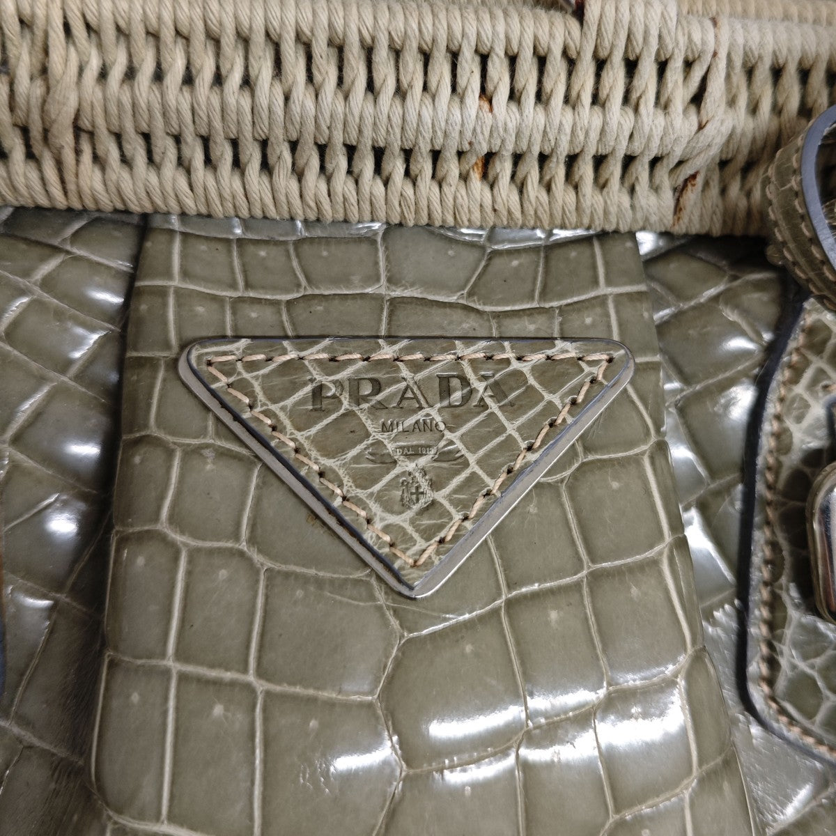 PRADA クロコダイル がま口ハンドバッグ BR3516 古着・中古-4枚目のアイテム画像