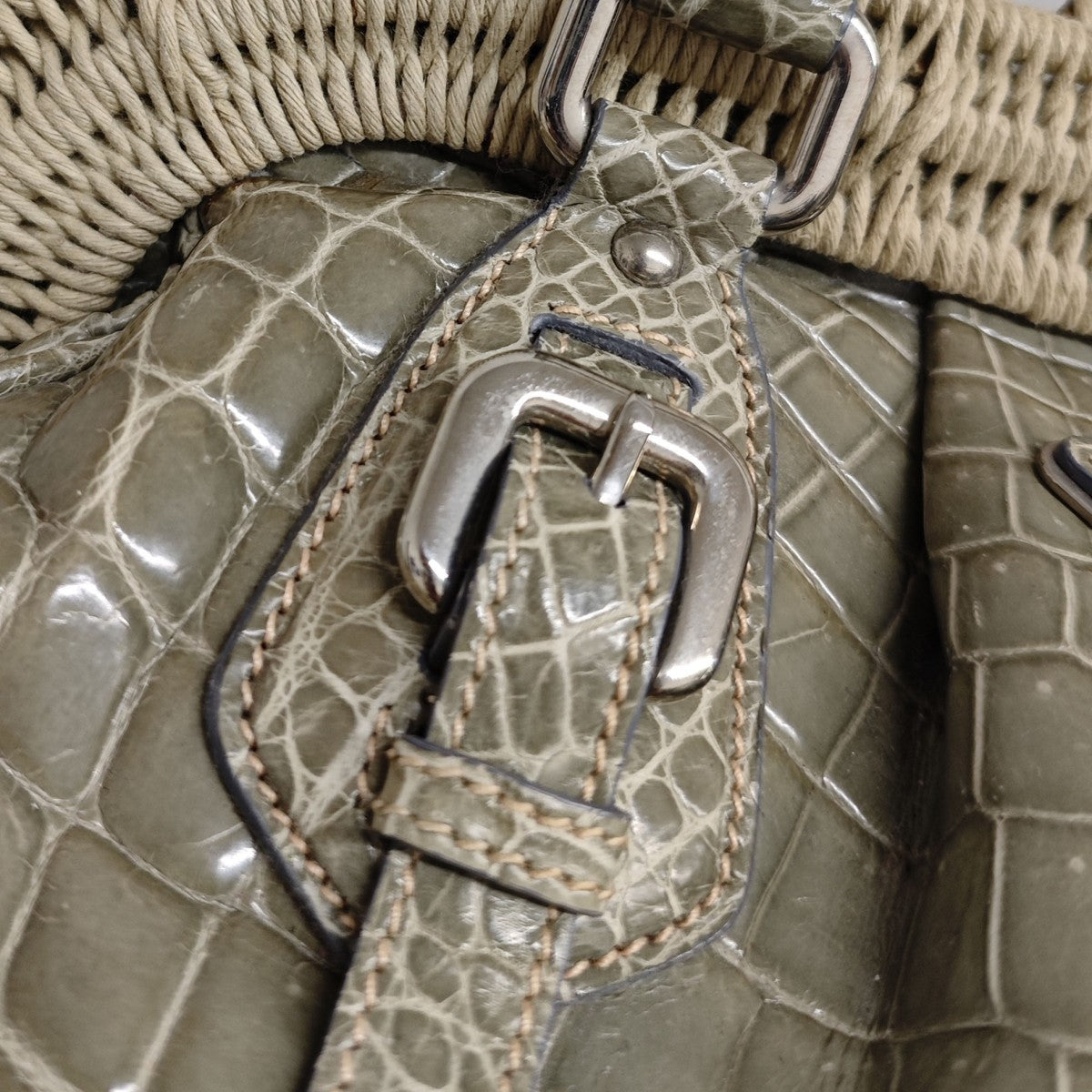 PRADA クロコダイル がま口ハンドバッグ BR3516 古着・中古-7枚目のアイテム画像