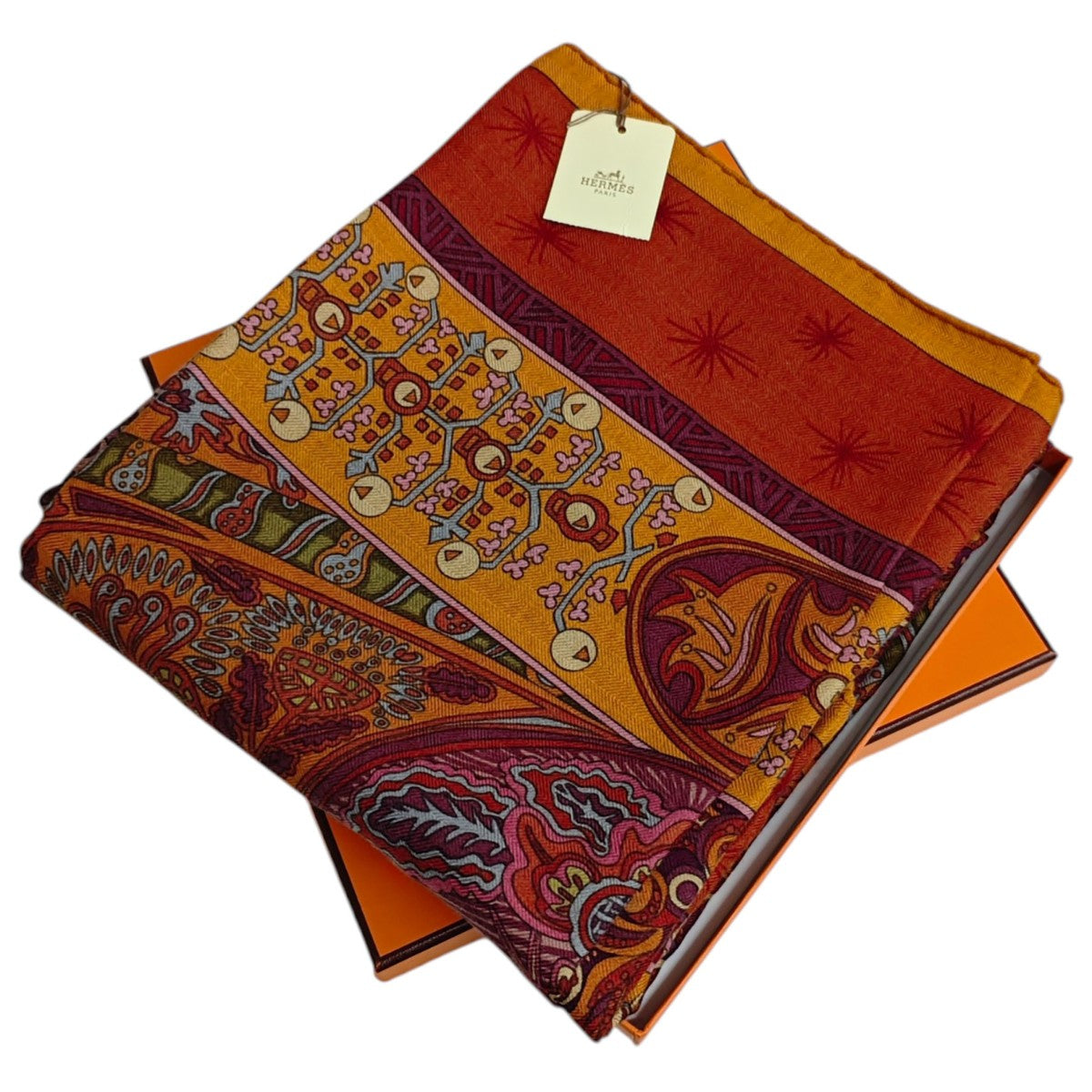 HERMES SUR UN TAPIS VOLANT カレジェアン 140大判ストール 古着・中古-1枚目のアイテム画像