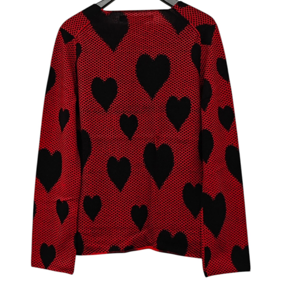 COMME des GARCONS カットオフデザイン ハートドット総柄ニット 古着・中古-3枚目のアイテム画像